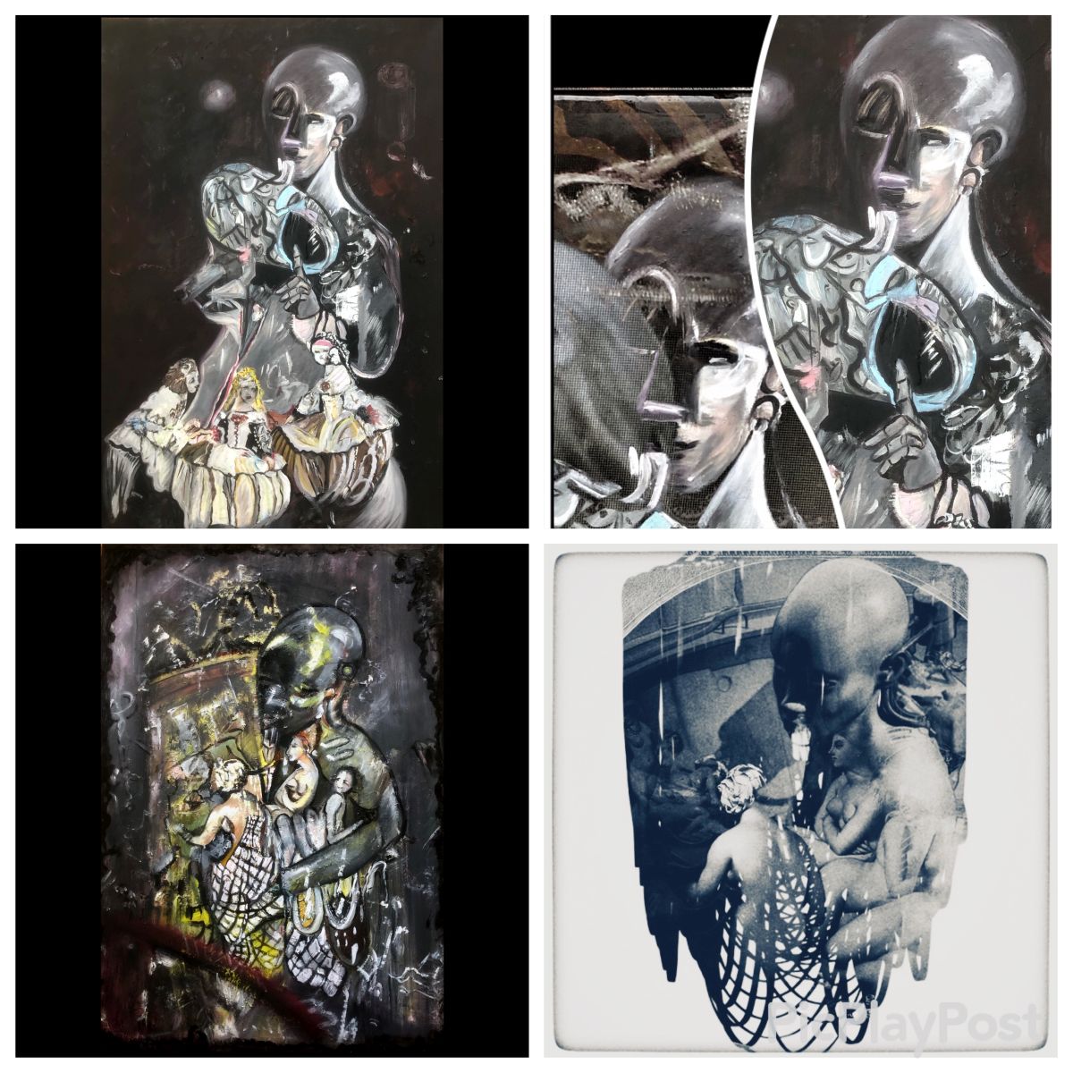 Cyborgs are playing with Figures from Art History